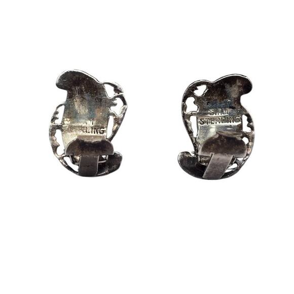 Siam Sterling Silver Red Enamel Goddess Clip-On Vintage Earrings - Picture 6 of 6